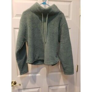 New Serra Sherpa Pullover Women's Large Green Long Sleeve w/Cowl Neckline